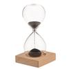 Decorative Hourglass - Magnetic - Glass - Anthracite Sand - Wooden Base - Magnetic