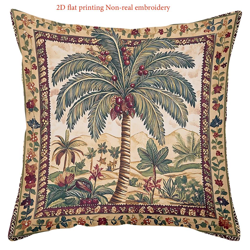 2D Flat Printed Palm Tree Patterned Cushion Covers Polyester pillowcase, sofa decorative cushion cov Headboard Pillow