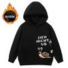 Latest model Warm fleece children's hooded sweater with cute cartoon snail letter pattern, loose and casual pullover hoodie