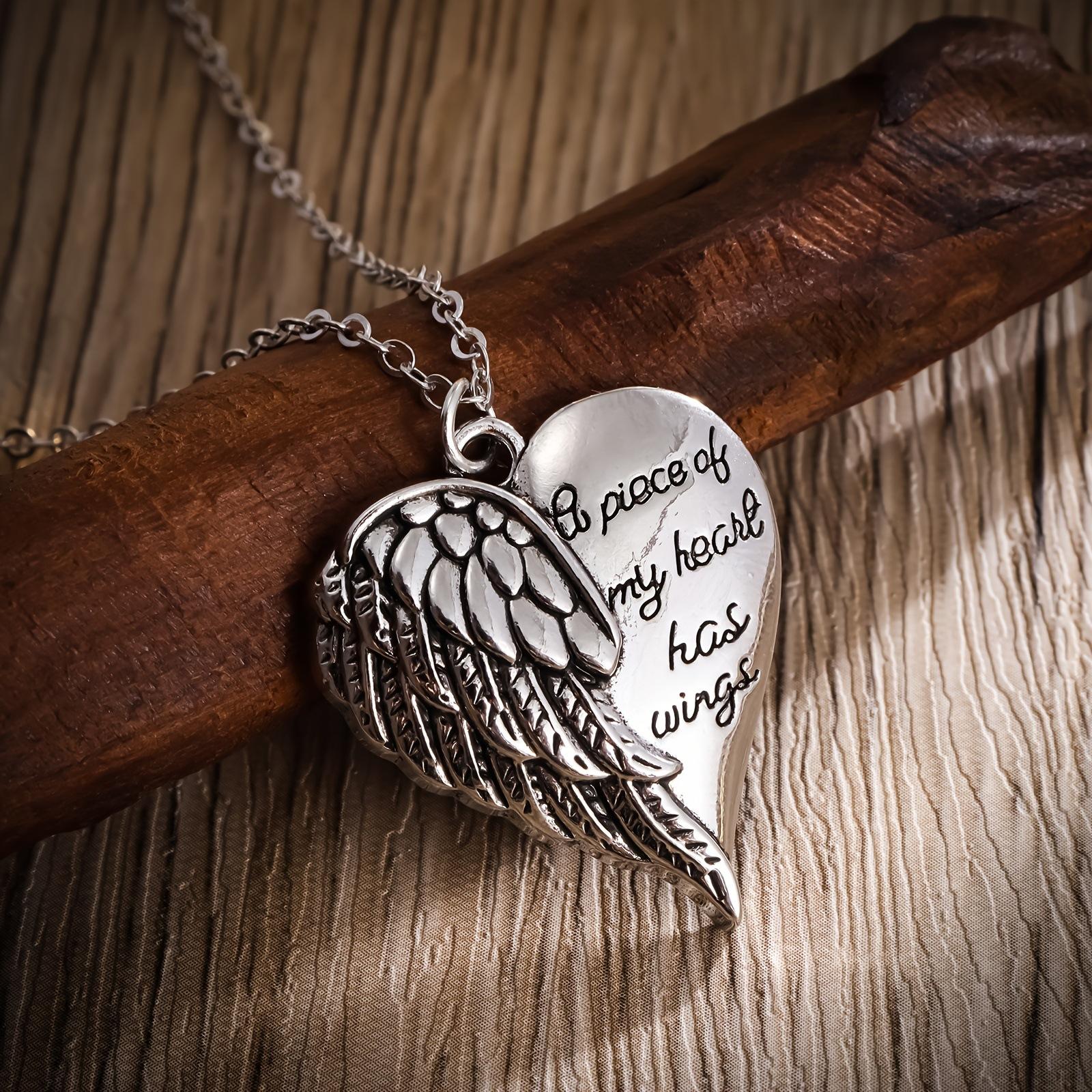 European and American Jewelry Care Feather Angel Wings Wings Heart-shaped Necklace Pendant 60CM(Necklace Long)