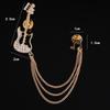 Men's Korean Style Eagle Guitar Brooch with Rhinestone Chain Badge