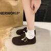 Fashion 2025 New Women Fashionable high-quality versatile Fur Flats Short Women Fashion Buckle Soft Sole Cotton Shoes Sued Warm Shoes