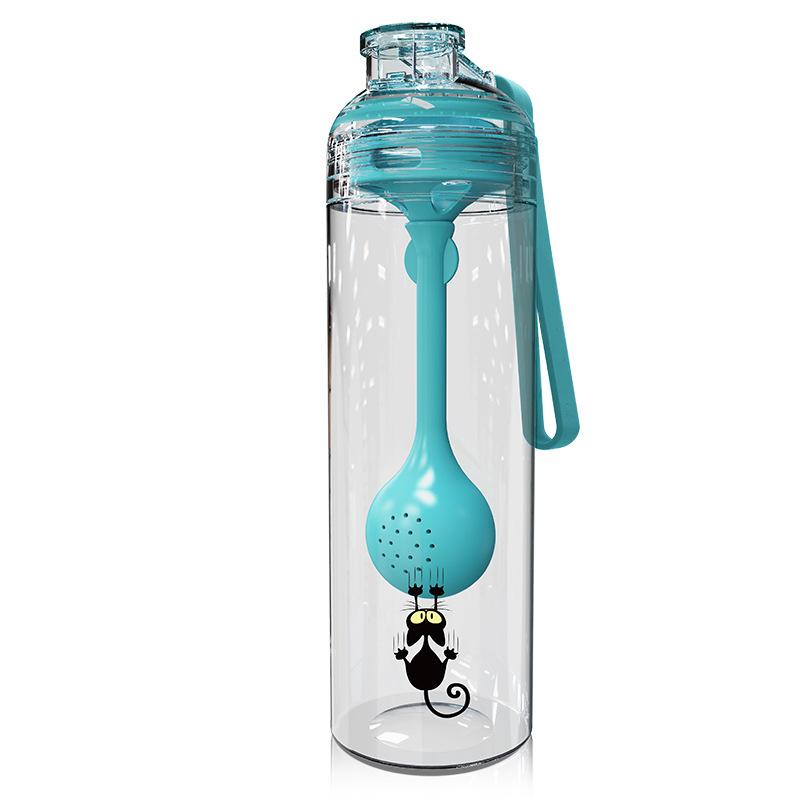 Student Tea Water Separation Water Cup with Spoon Gift Sports Bottle Plastic Water Cup