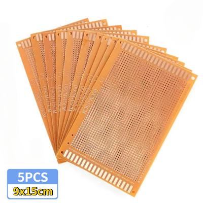 5 pièces 9x15cm 9*15cm Prototype PCB simple face Carte universelle Expérimentale Bakélite Plaque de cuivre Carte de circuit jaune