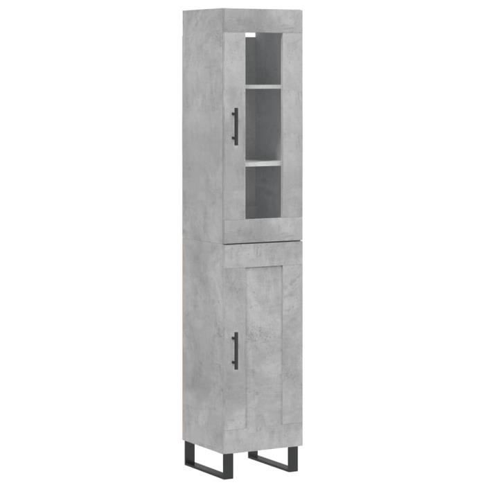 VidaXL Buffet haut Gris béton 34,5x34x180 cm Bois d'ingénierie 3199517