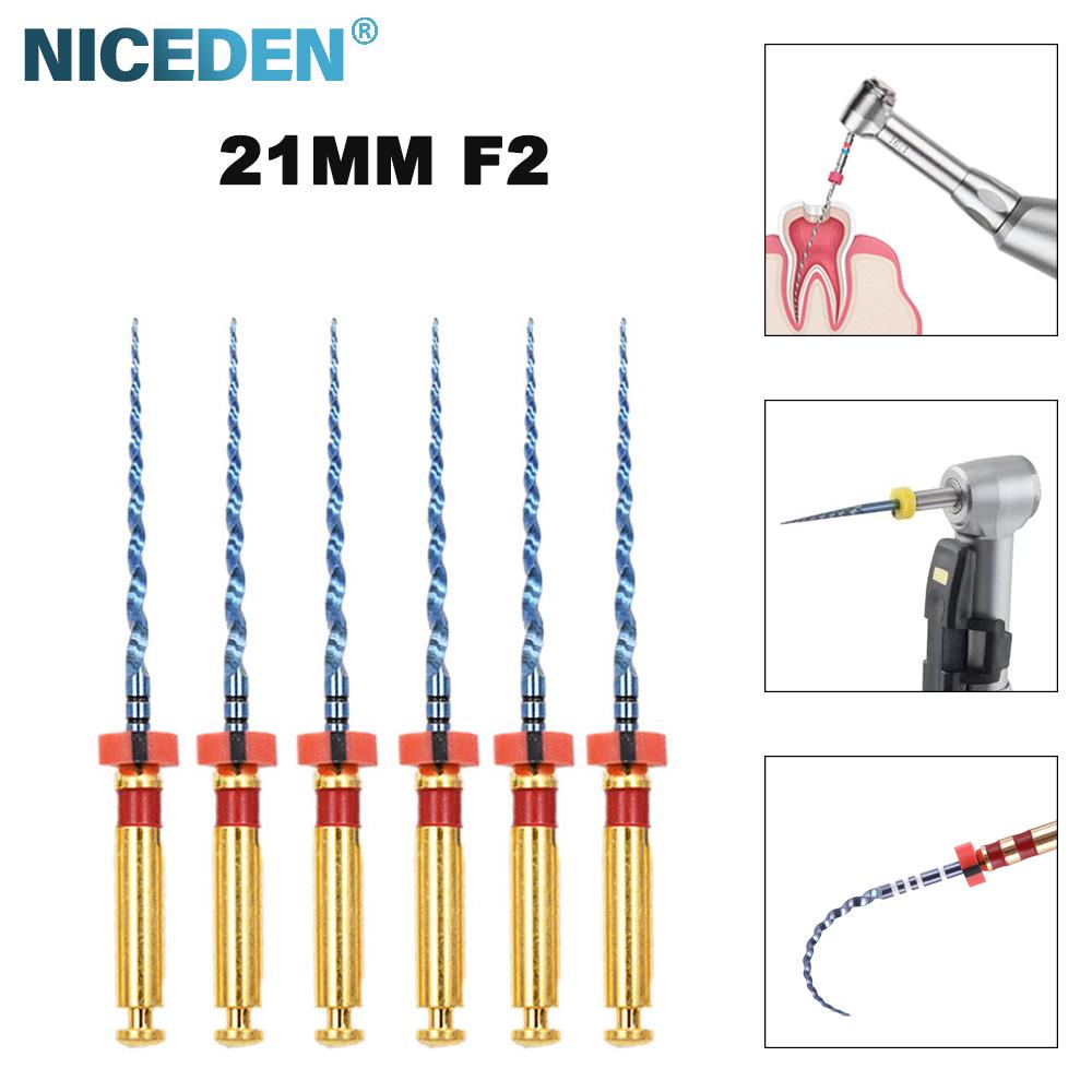 Niceden 6 szt. Silnik pilników endodontycznych NiTi do kanałów korzeniowych, stożkowe narzędzia stomatologiczne, elastyczne