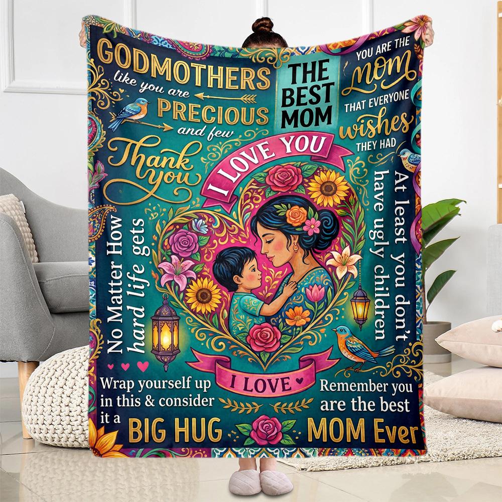Mother's Love And Gratitude Flannel Blanket-Soft and Suitable for Sofas,Beds,Offices,Travel,All Seasons,Great Gift for Holidays and Birthdays.