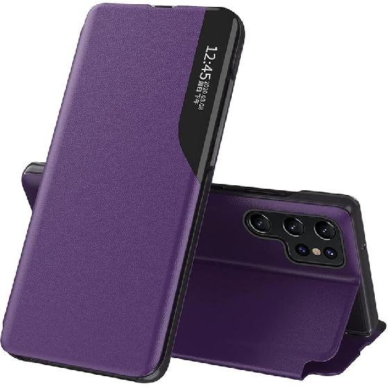 

Чохол для Galaxy S23 Ultra, Модний Тонкий Бізнес-Чохол-Книжка Smart View Магнітний Захисний Чохол від Падінь для Samsung Galaxy S23 Galaxy S23 фіолетовий