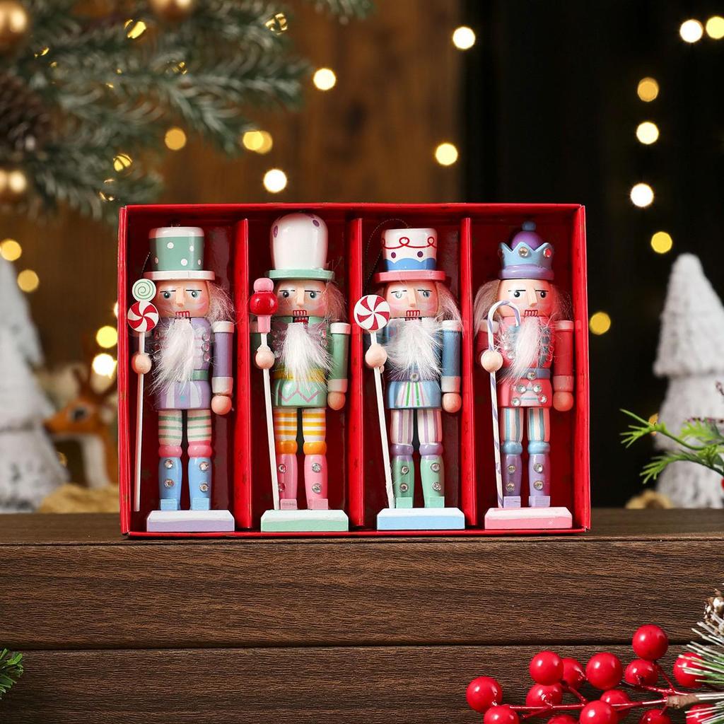 Cross-border Nutcracker Christmas Ornament - Wooden Small Gift for Window or Desktop Decorations