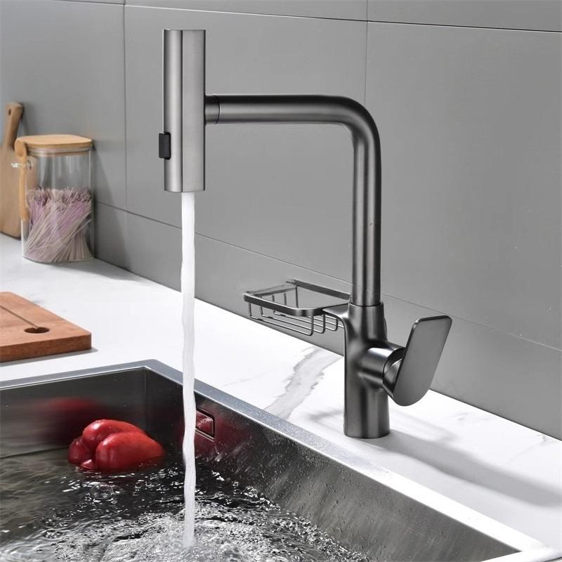 Pull-out Kitchen Faucets Splash-proof Sink Faucet for Washing Vegetables Household Hot and Cold Pressurized Sink Faucet