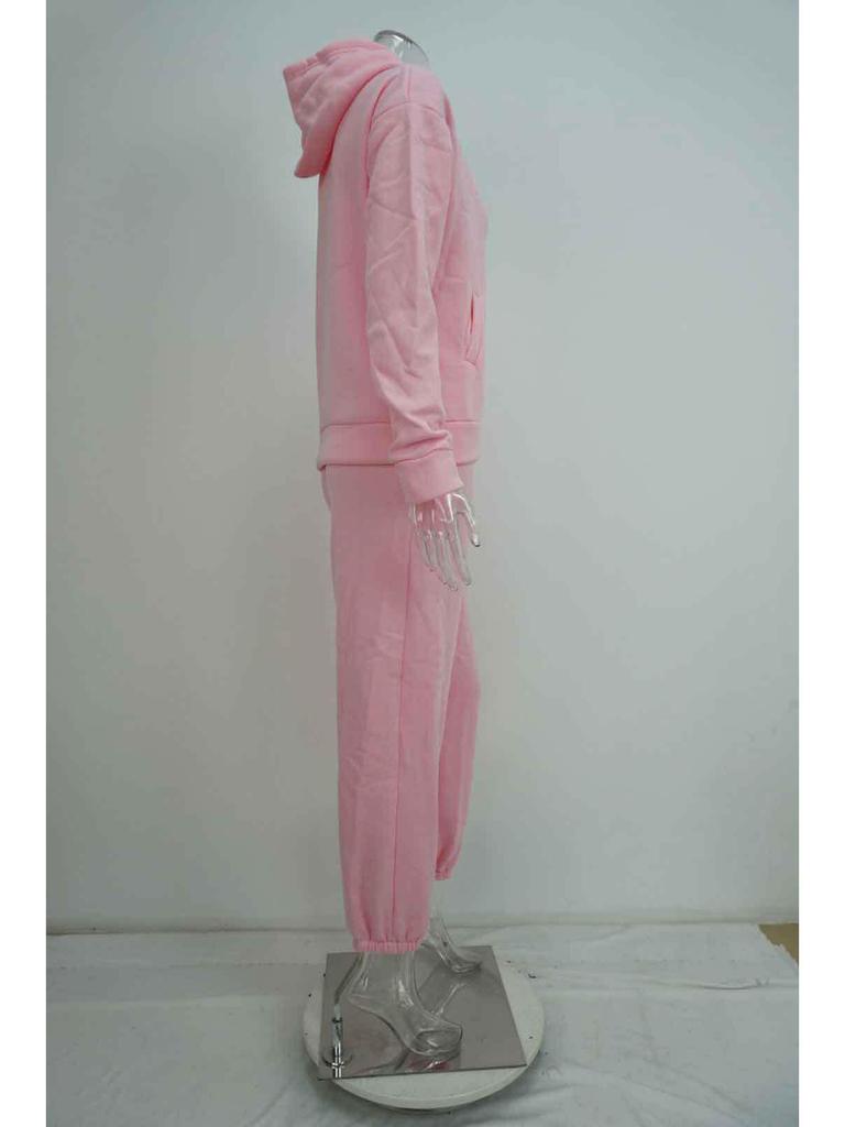 2026 Spring Women's European & American Solid Color Hoodie Sweatshirt & Long Pants Casual Streetwear Two-piece Set