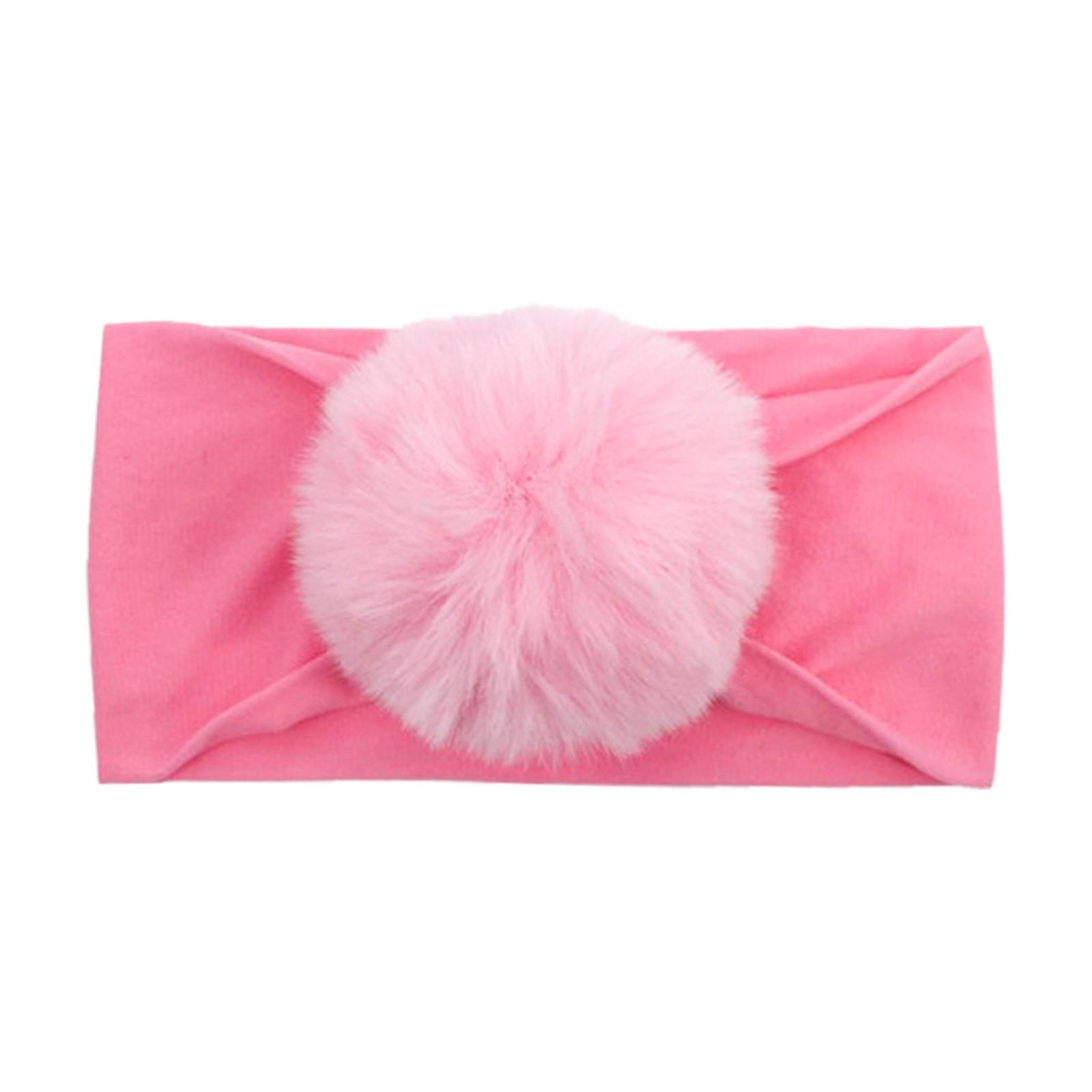 

(проектор)Младенческая милая теплая нейлоновая повязка на голову с шариком для волос, цветная повязка для волос с шариком для волос One Size розовый