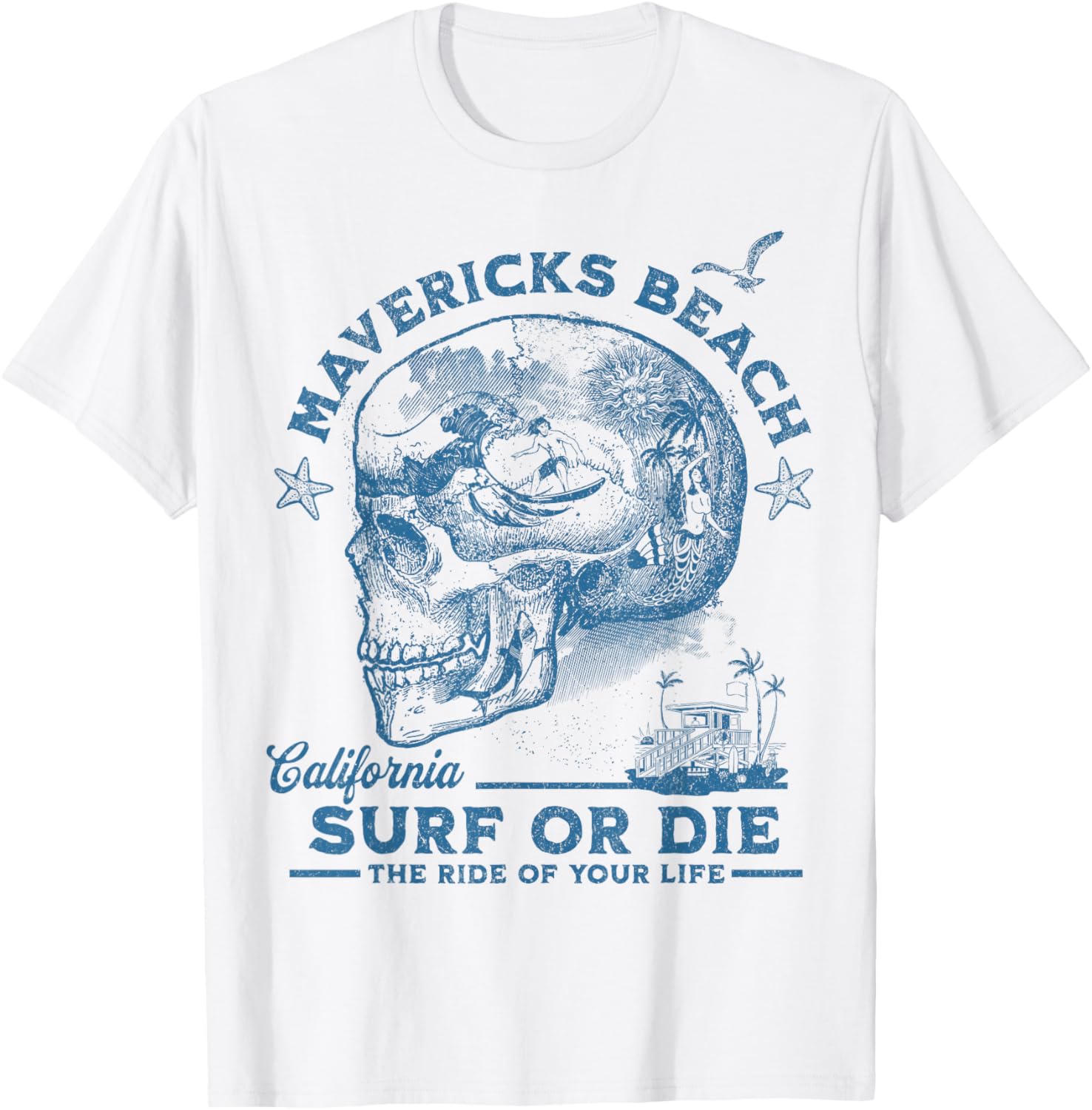 Mavericks Beach Surfing Girl Pacific Ocean Surf Board Men T-Shirt S разноцветный