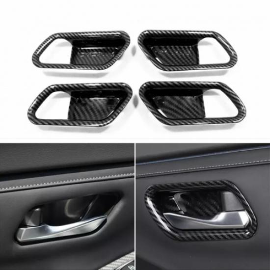 For Nissan Sentra -2024 Carbon Fiber Inner Door Handle Bowl Cover Trim 4pcs