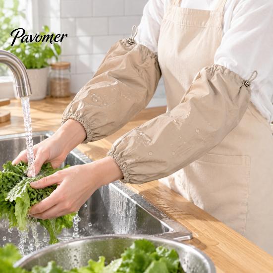 Reusable Sleeve Protectors for Cooking 2Pcs Waterproof Housework Sleeves, Kitchen Arm Elastic Cuff Oversleeves Water Resistant Sleeves Cleaning