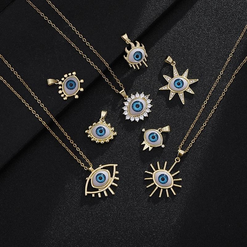 

Турецкое ожерелье Lucky Evil Eye, женское 8 стилей, голубые глаза, женское очарование, модная эмалированная цепочка из нержавеющей стали, ожерелье, ювелирное изделие, подарок Eyes 0145cm