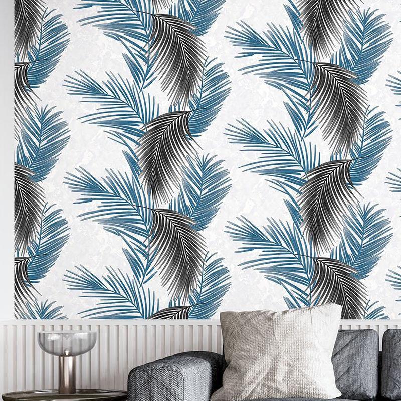 3D American Rural Palm Leaves Wallpaper Bedroom Living Room TV Sofa Background Wallpaper Retro