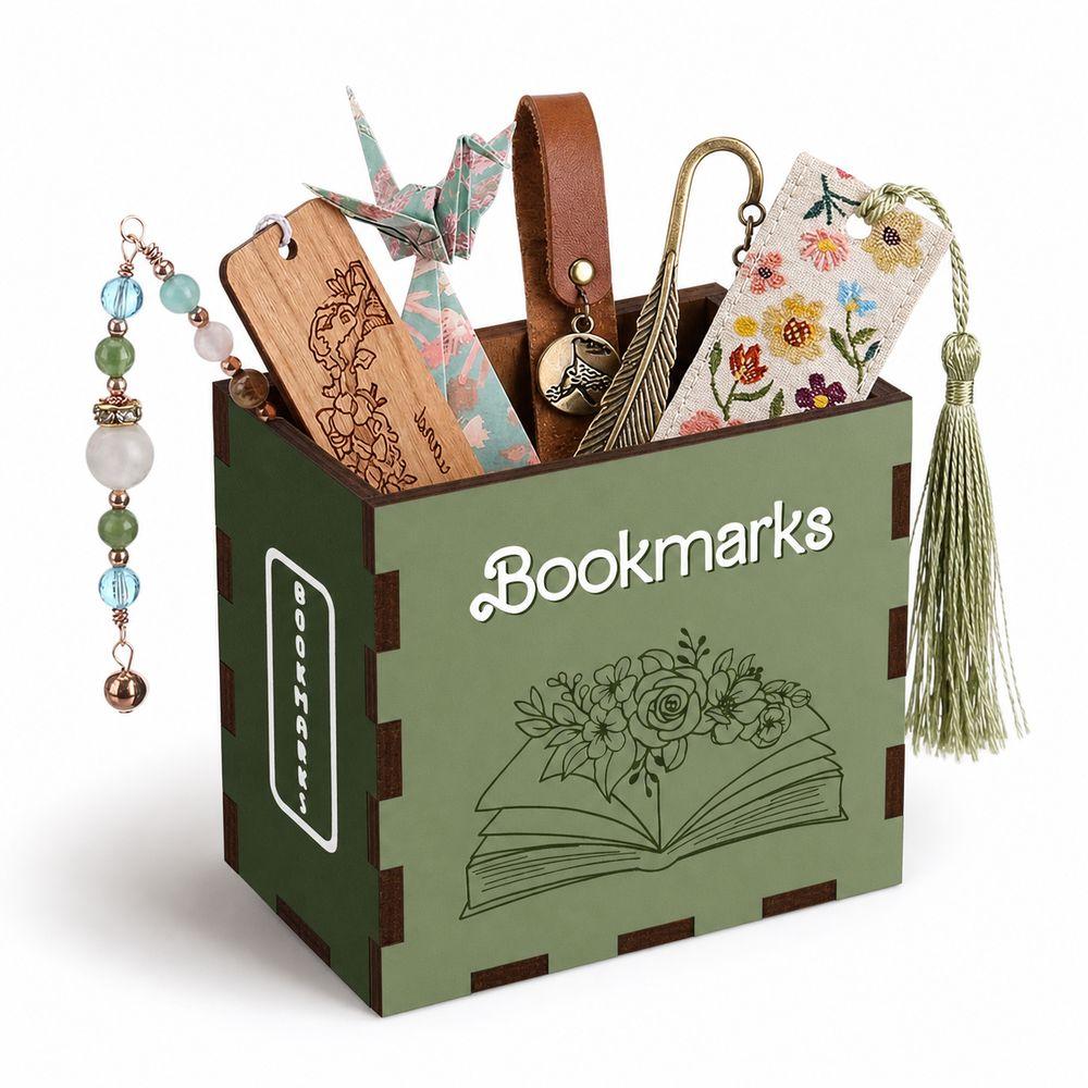 Wood Bookmark Storage Box Book Shaped Desktop Storage Box Pen Container Home Office Decor
