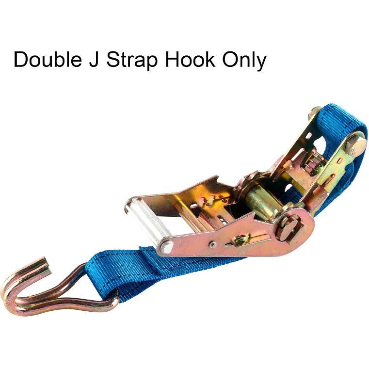 MECCANIXITY Ratchet Double J Strap Hook Load 4409 Lbs for 2" Tie Down Strap Webbing Car Truck Trailer Pack of 4 Zinc Color