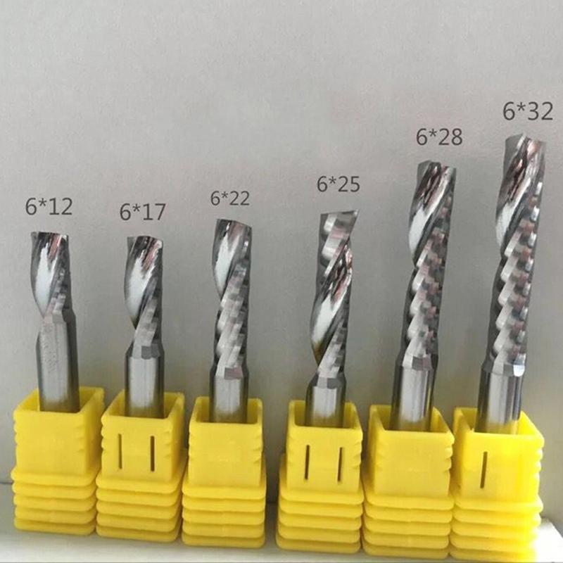 3.175 Tungsten Carbide CNC Tool Up& Down Compression Milling Cutter Spiral End Mill CNC One Flute MDF Wood Metal Working Bits