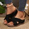 25 Years of Hollow Cross-strap Platform Slippers Women's Sewing Line Slippers Women's Outerwear Women Wedge Slipper