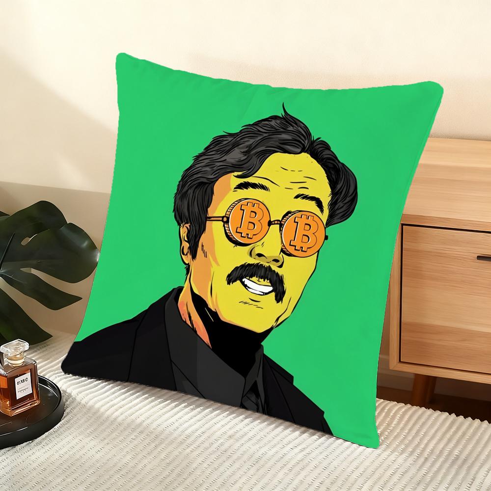 Design B-Bitcoin Cushion Cover Soft Short Plush Pillow Cover Smooth Cozy Texture Aesthetic Cushion Case Home Decor