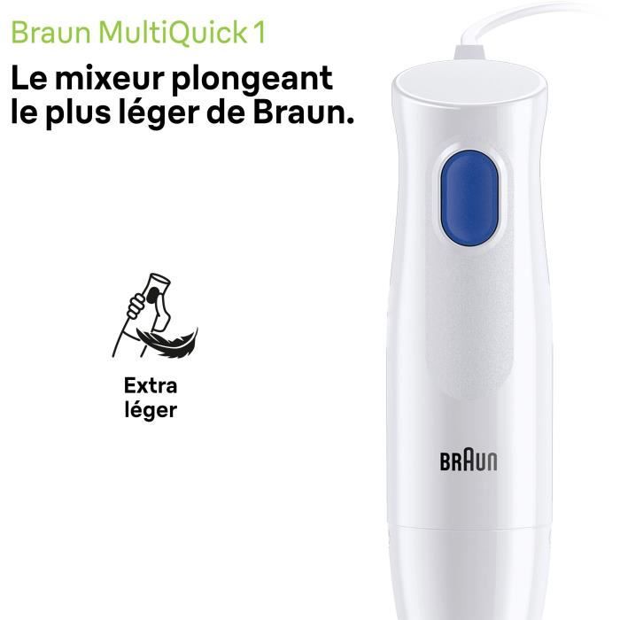 Mixeur plongeant - BRAUN - MultiQuick 1 MQ10.202M - 450 W - 1 vitesse - Blanc