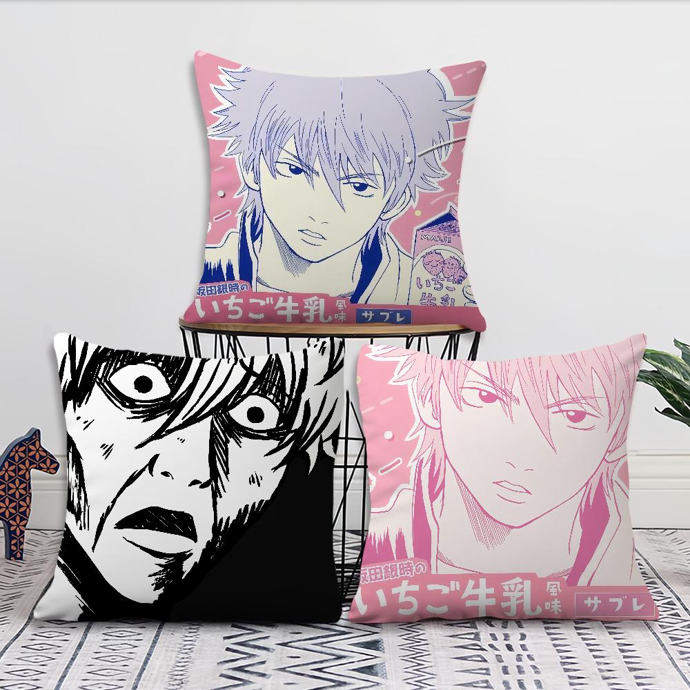 Anime Comic Funny Pink Art Gintoki Sakata Meme Comfortable Soft Pillow Case For Sofa Living Room Home Decor Protective Covers