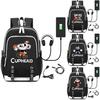 Stilvoller Cuphead Rucksack mit USB-Ladeanschluss für Kinder und Jungen für den Schulgebrauch