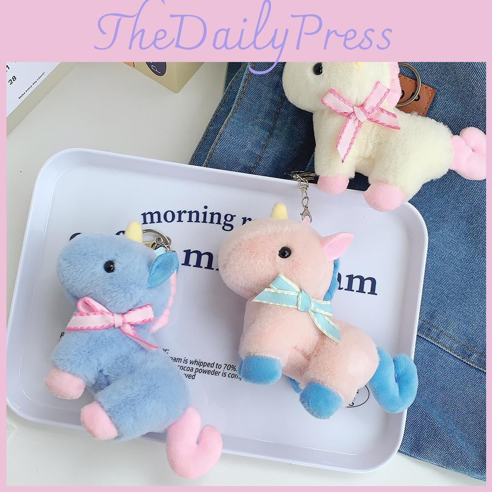 Adorable Unicorn Plush Toy Soft Short Plush With Cute Bow Wedding Favors And Keychains