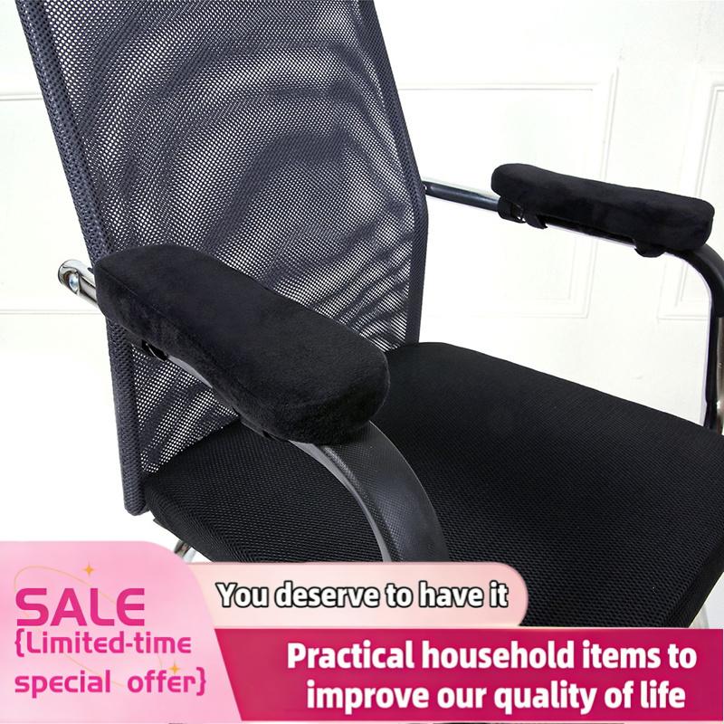 Black Memory Foam Office Chair Armrest Pad Comfortable Elbow Support Cushion Universal Single Piece for Sofa and Seat