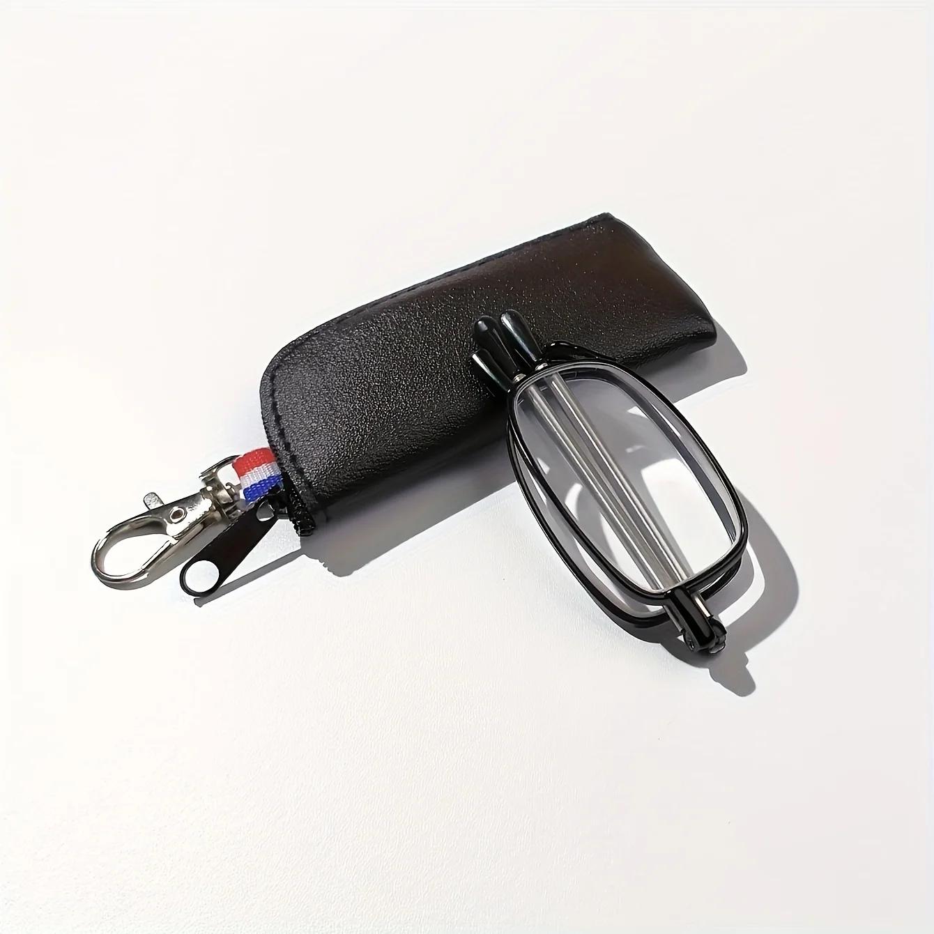 

Складные очки для чтения с брелоком, компактные сумки, блокирующие синий свет, пружинные петли, портативные карманные ридеры +1.0 до +4.0 +4.0