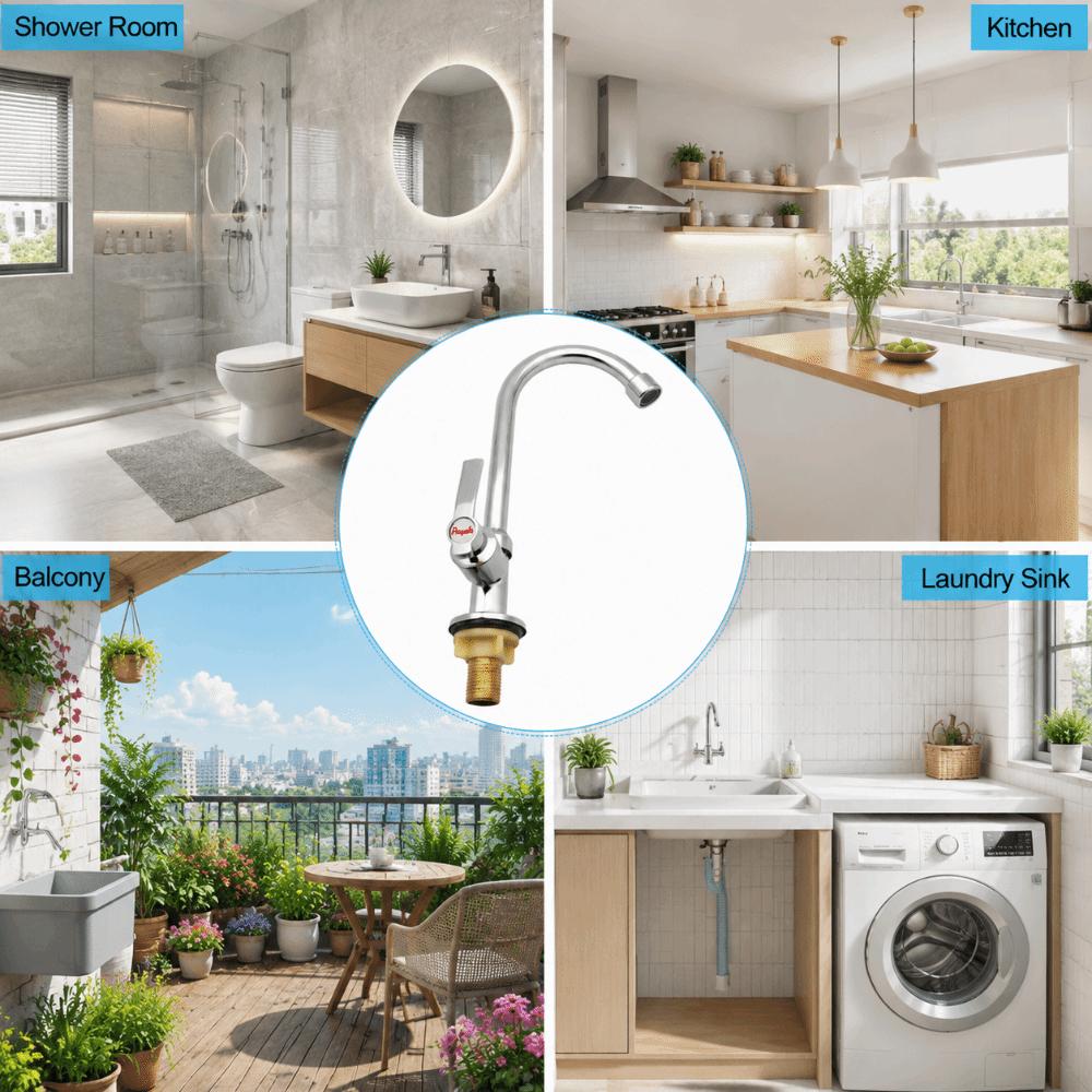 Zinc Alloy Faucet Tap Single Cold Water Water Tap Durable Sink Tap Bar
