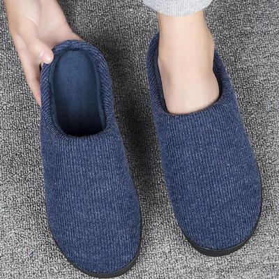 Men 'S Slippers Striped Corduroy Unisex Indoor Shoes Autumn Winter Warm Women Slippers Memory Foam Household Non Slip Shoes