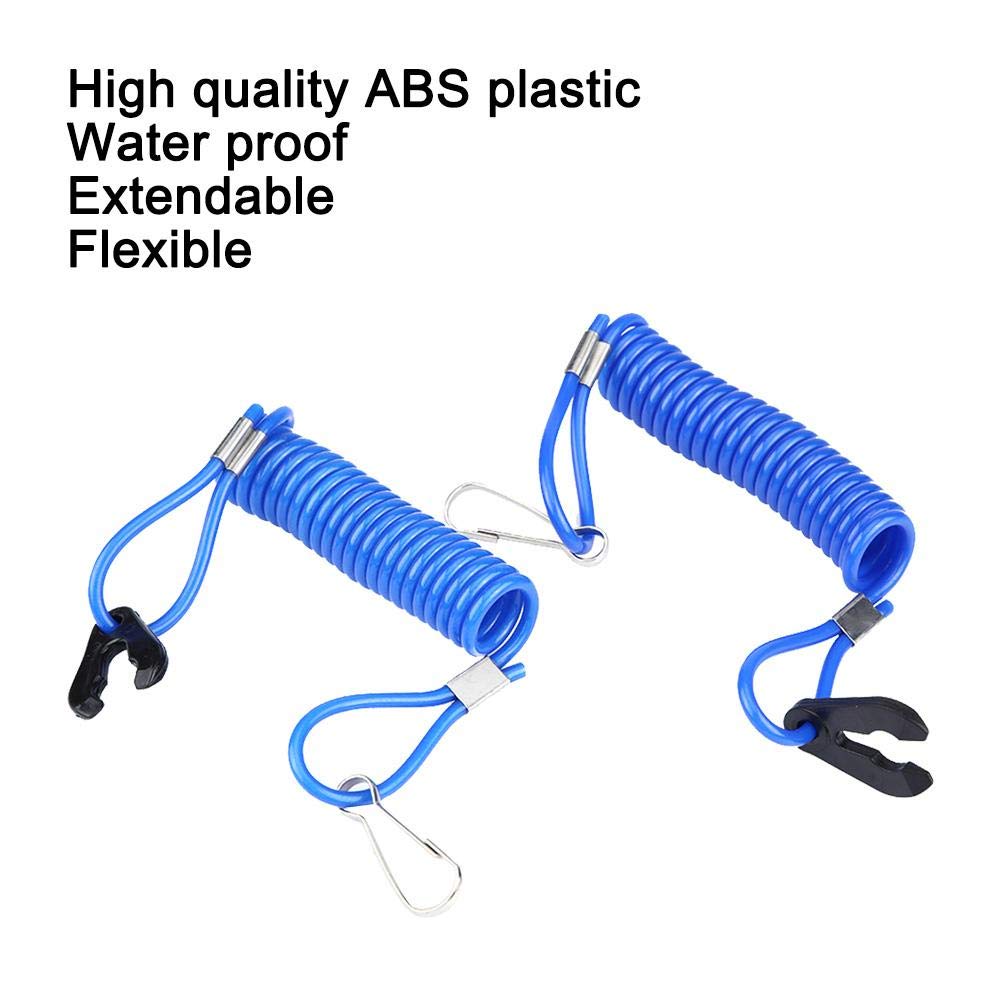 Akozon 2pcs Engine Stop Switch Key Strap Outboard Engine Ignition Emergency Kill Stop Switch Safety Tether Strap for Yamaha