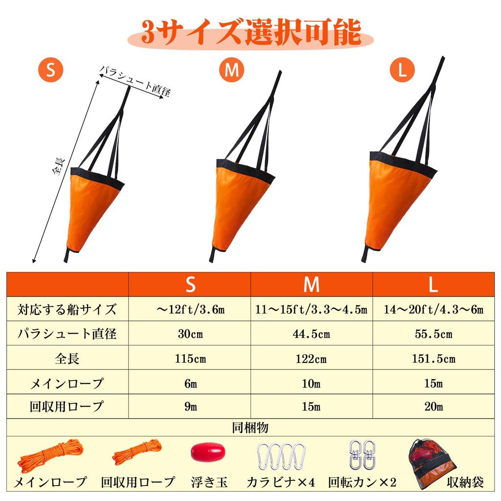 Goture Sea Anchor [Easy To Recovery / Rope Twist-Prevention / Japanese Instruction Manual Included]