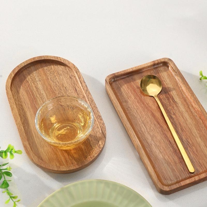 Natural Wood Display Tray Portable Kitchen Storage Plate for Tableware and Cups Japanese Inspired Home Adults Use