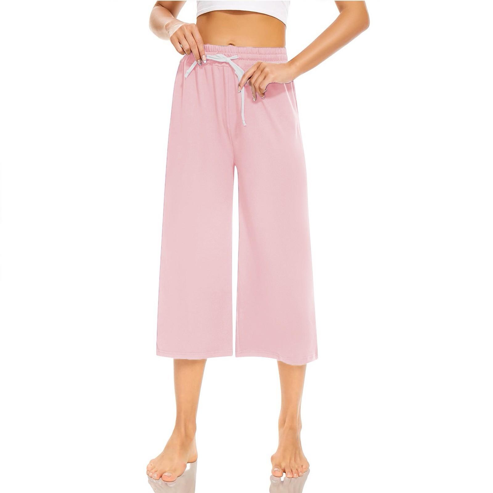 

Жіночі вільні укорочені штани, широкі штани для йоги на шнурках, зручні штани з кишенями L фіолетовий