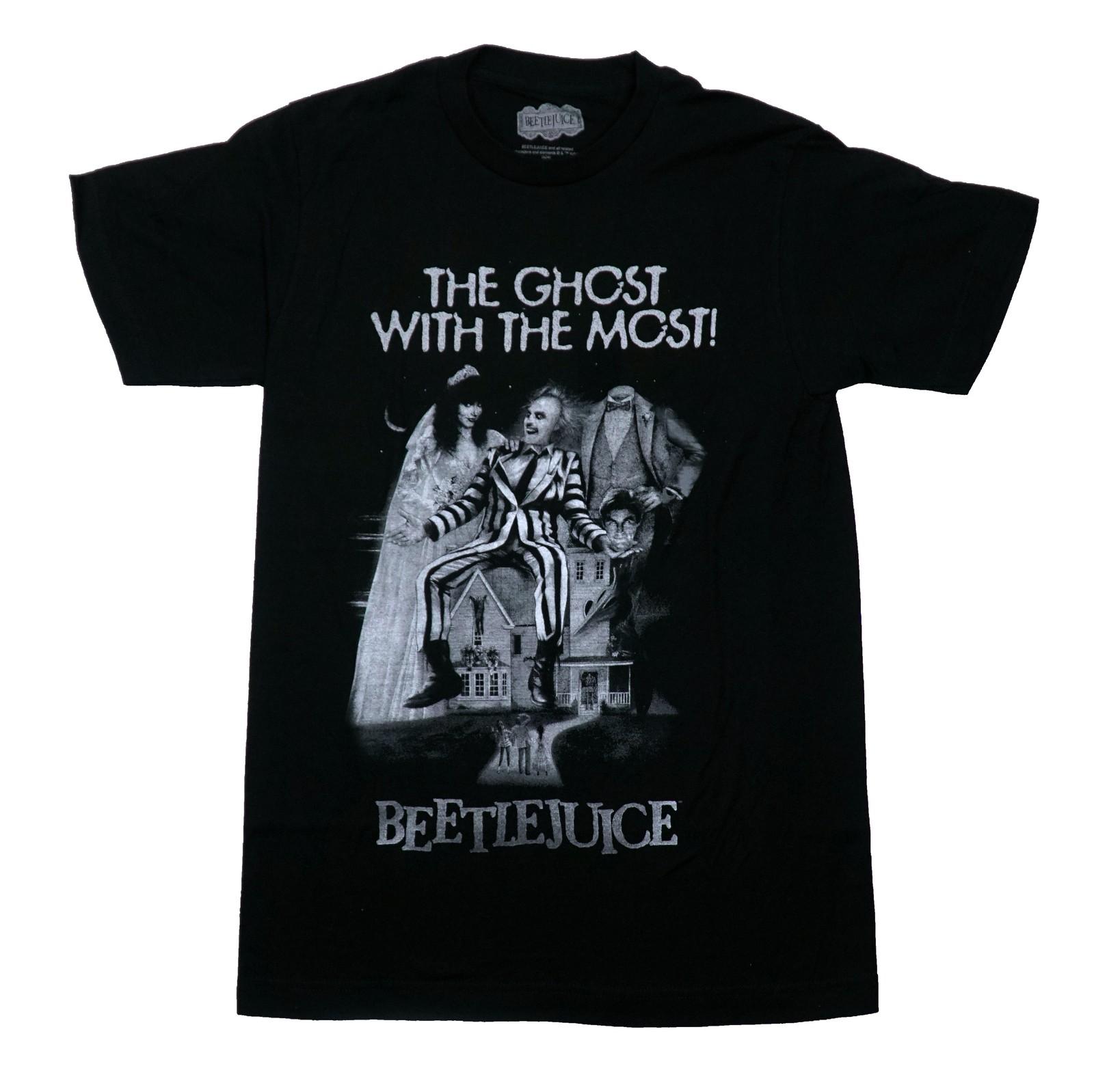 Beetlejuice Mens T-Shirt - Ghost With the Most Grayscale on House XL