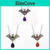 Vampire Bat Gothic Silver Necklace With Cross Chain For Halloween Party Decor