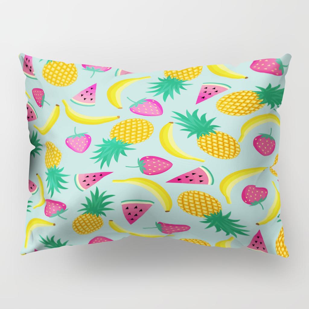 Ins Fruit Single Sided Polyester Pillow Case Watermelon Banana Pineapple Strawberry Pattern Waist Cushion Cover Bedside Pillow Case