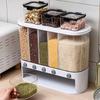 Dry Food Dispenser,Wall Mounted 5 Grid Cereal Dispenser,Rice Dispenser 25 Pounds Kitchen Storage with Measuring Cup