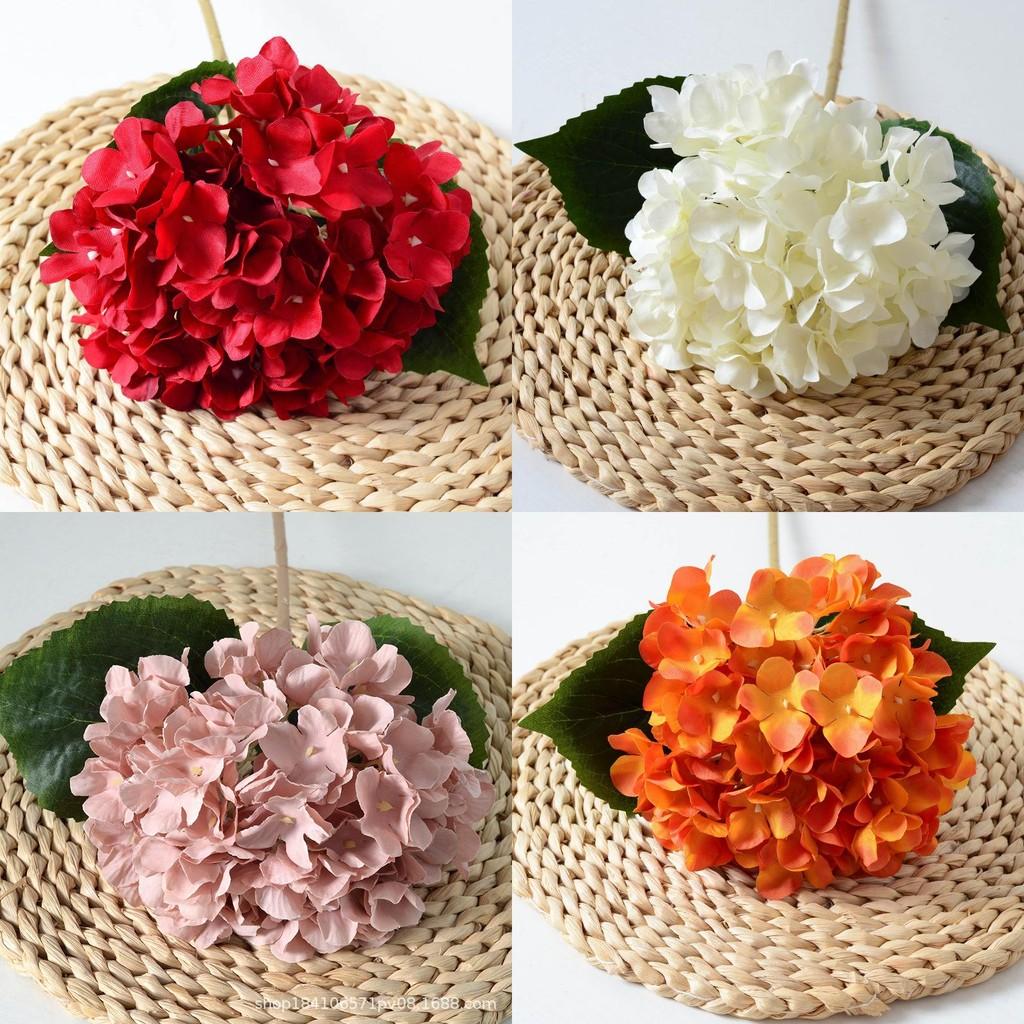 Simulated Hydrangea Single Flower With Leaf Home Wedding Hall Decoration Prop