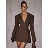 Elegant Deep V Neck Long Sleeve Dress With Highdensity Milk Silk For Business And Office Wear