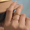 Qiong Yao Heart-to-Heart CZ Linked Band Ring, PVD Color Retention, Personalized Index Finger Gift