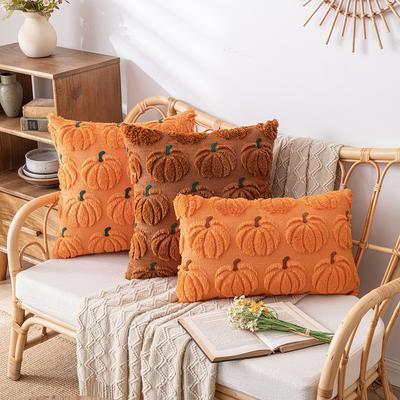 Funda de Almohada Bordada de Calabaza de Halloween Funda de Almohada Decorativa para el Hogar Sala de Estar Sofá Diseño Simple Funda de Cojín de Calabaza