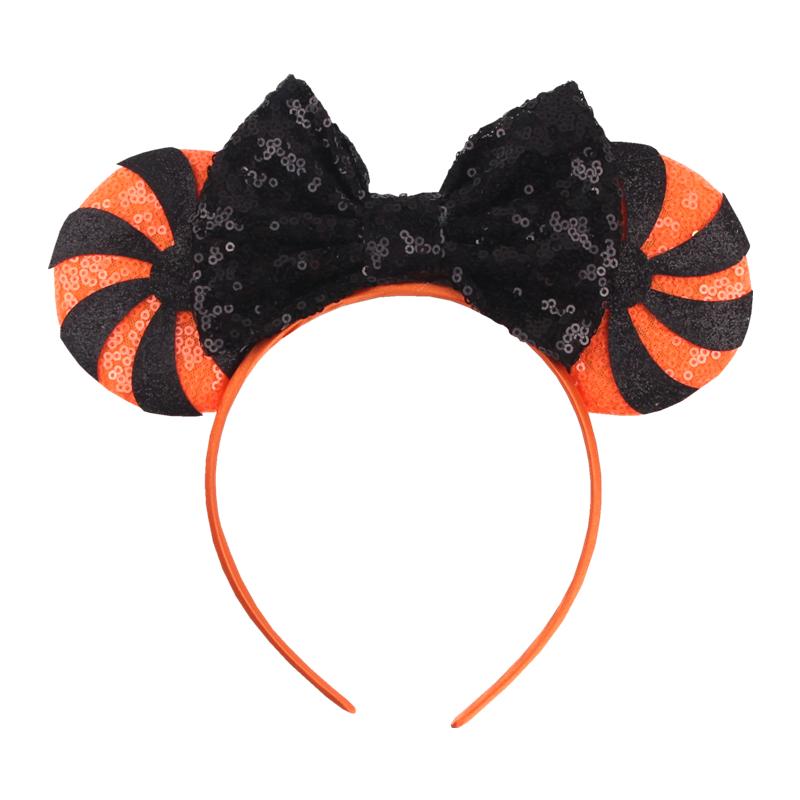 Halloween Mouse Ears Headband Sequins Bow Hairband For Women Featival Party DIY Hair Accessories Boutique