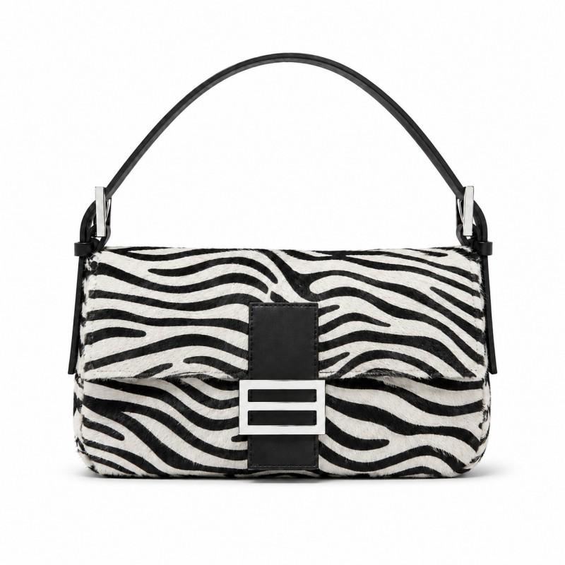 Vintage Zebra Print Faux Horsehair Shoulder