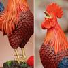 Cockerel Figurine Brass Statue Multicolor for Homeowners, Collectors,