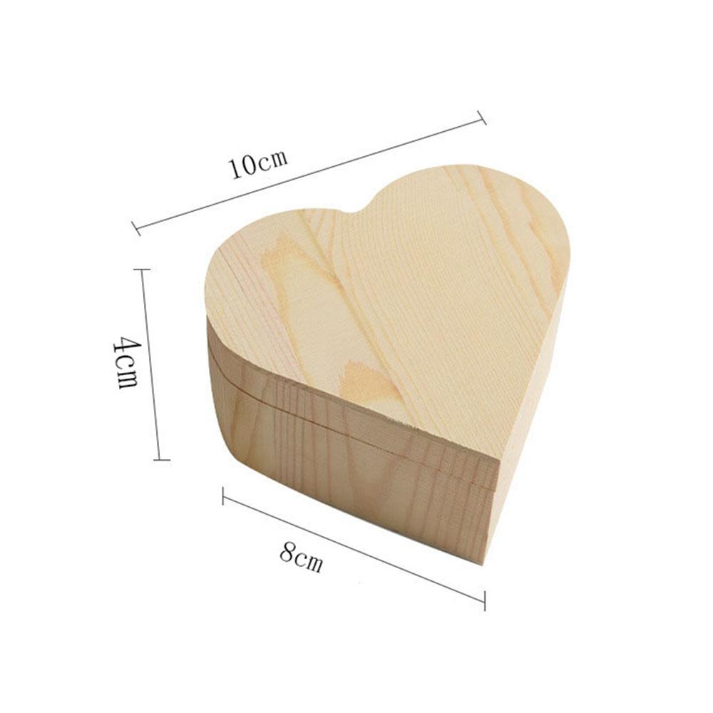 

2PCS Storage Box Heart Shape Wood Box Jewelry Box Wedding Gift Makeup Cosmetic Earrings Ring Desk Rangement Make Up Wooden Organizer